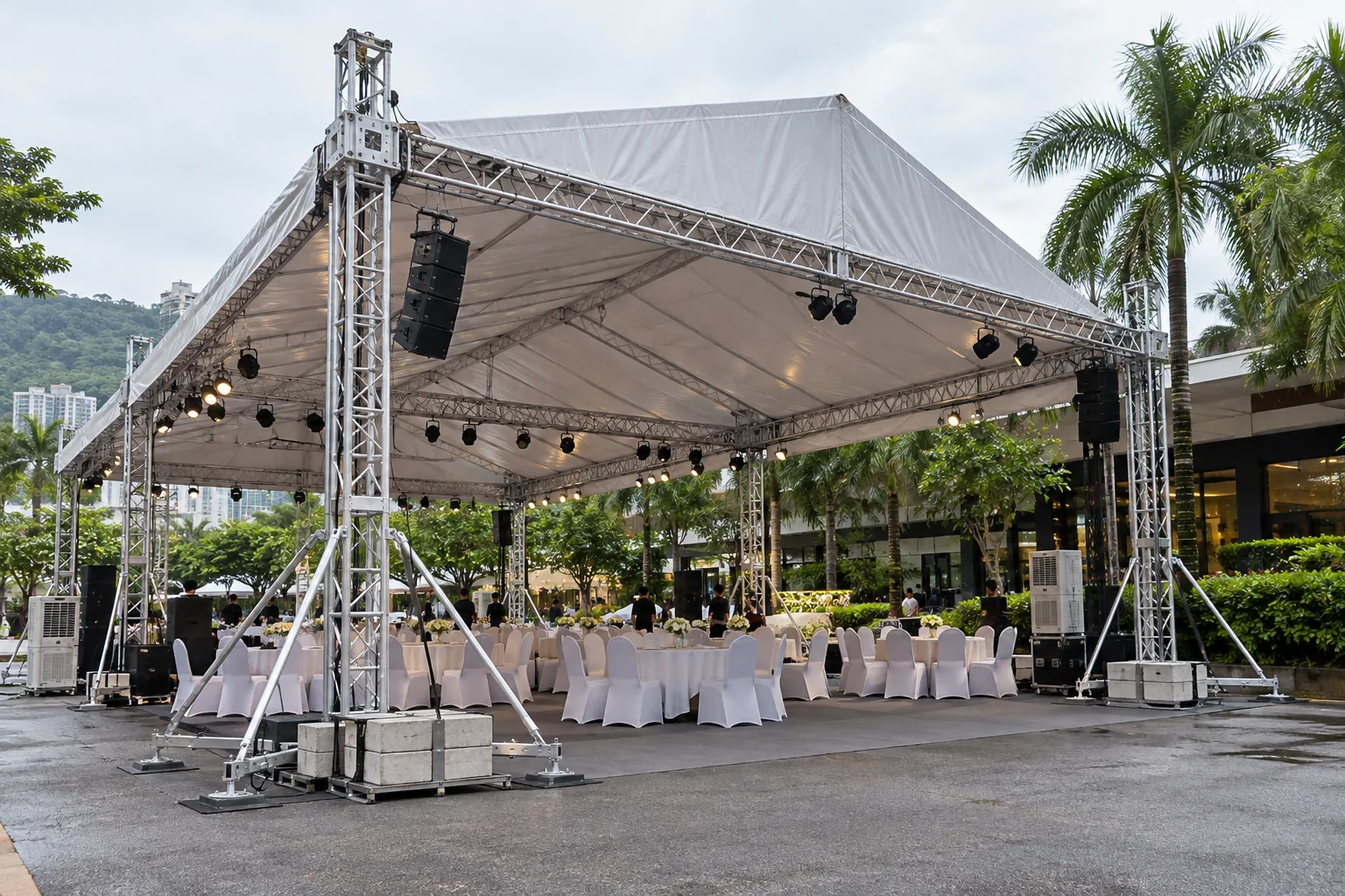 Covered Event Pavilion Truss — illustrative setup