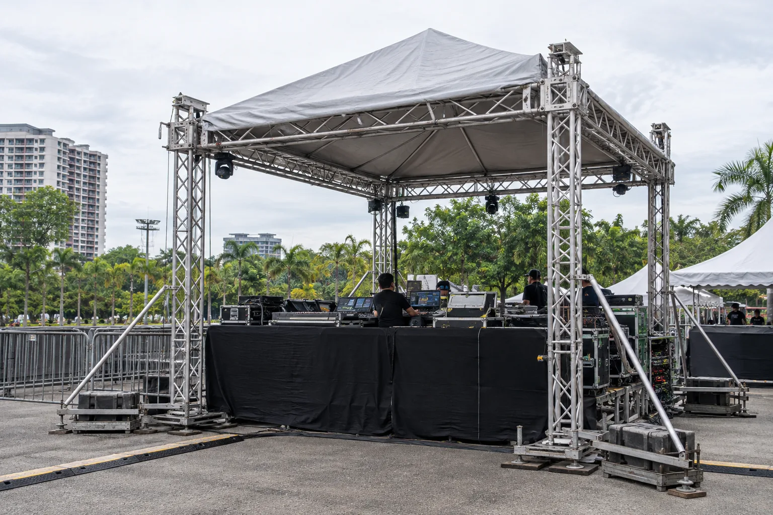 FOH Control Canopy Truss — illustrative setup