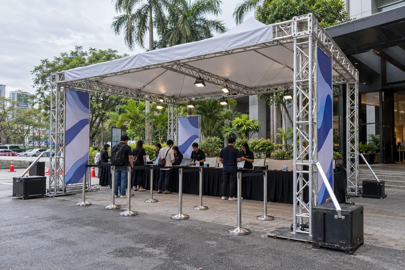 Registration & Check-In Canopy Truss — illustrative setup