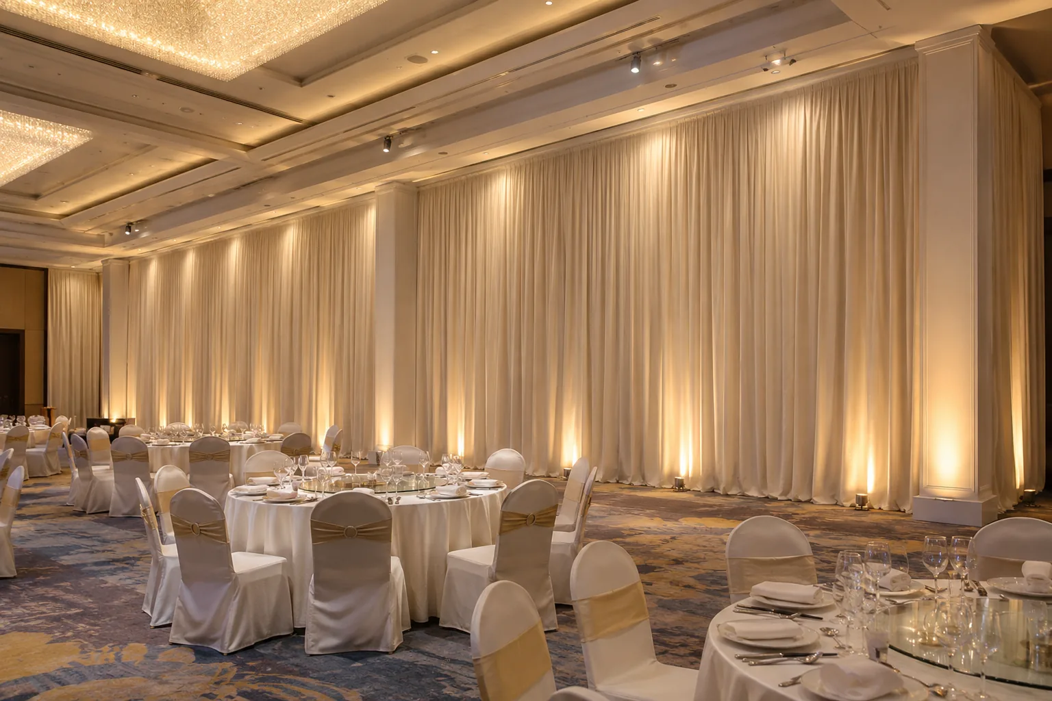 Ballroom Perimeter Drape Truss — illustrative setup