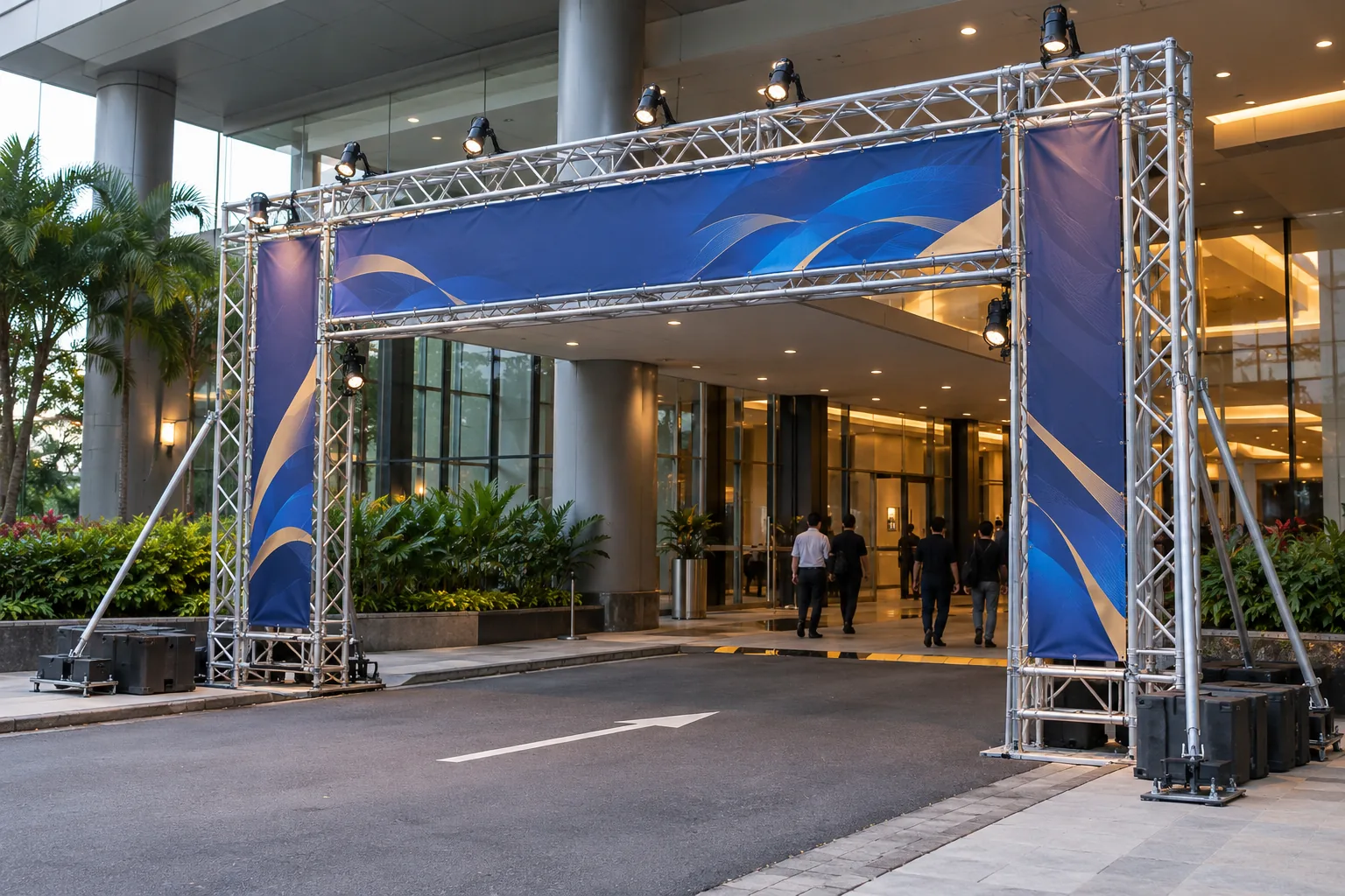 Corporate Branded Entrance Truss illustrative setup