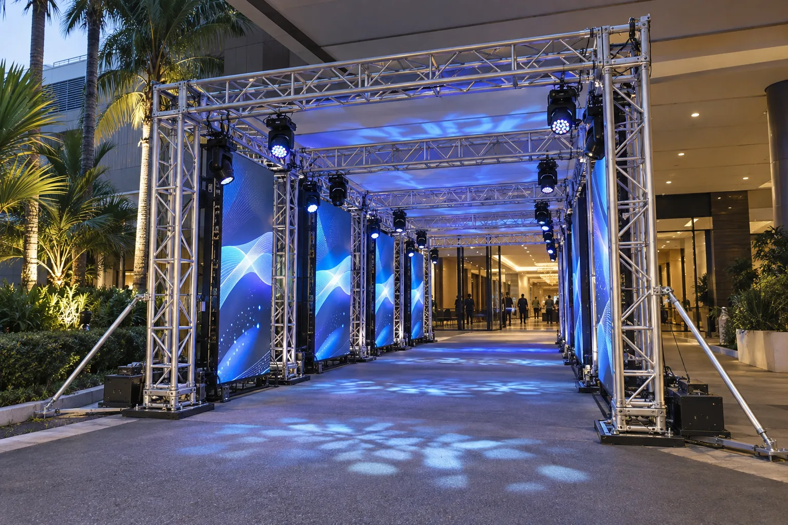 LED & Lighting Entrance Tunnel Truss — illustrative setup