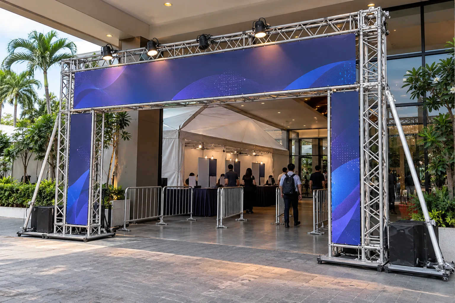 Registration & Check-In Entrance Truss — illustrative setup