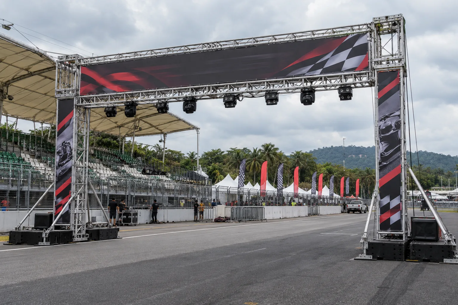 Motorsport Event Branding Truss — illustrative setup
