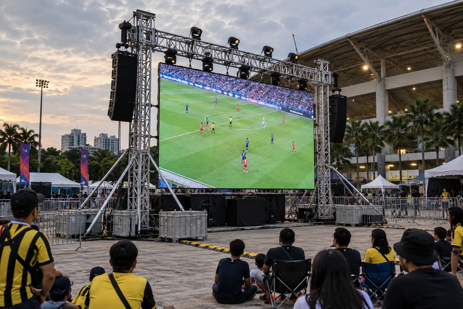 Sports Fan-Zone LED Truss — illustrative setup