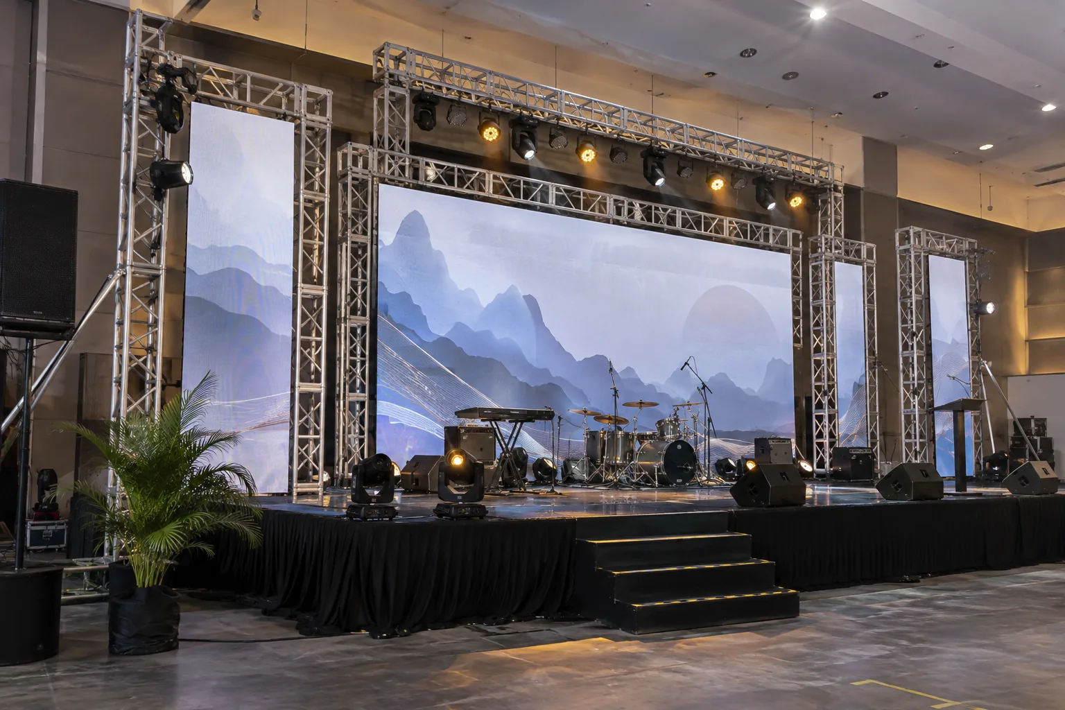 Layered Backdrop Truss — illustrative setup